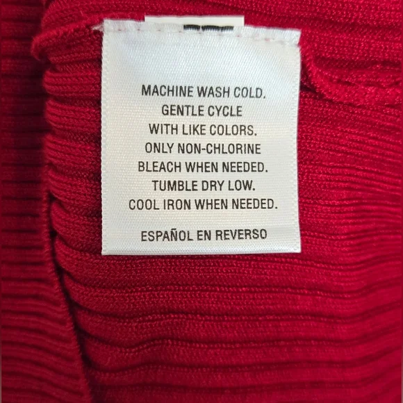 Macy's Red Turtleneck Sweater with Ribbed Texture Long Sleeves Nwt Large - Picture 7 of 9